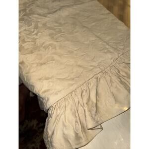 Vtg Ralph Lauren Pale Yellow Ruffled Matelasse Jacquard Shams. Set Of 2 Cotton